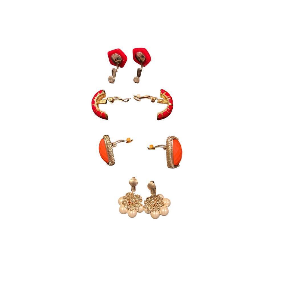 Vintage Clip-On Earrings 4 Pairs - Picture 2 of 2